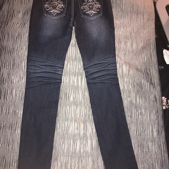 Bebe Embellished Dark Denim Jeans - Picture 5 of 6